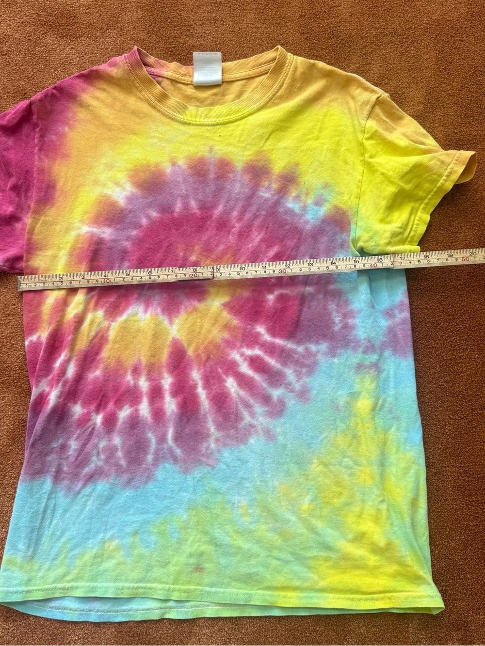 Tie-Dye Short Sleeve Tee in Pink, Yellow & Blue - Picture 3 of 7